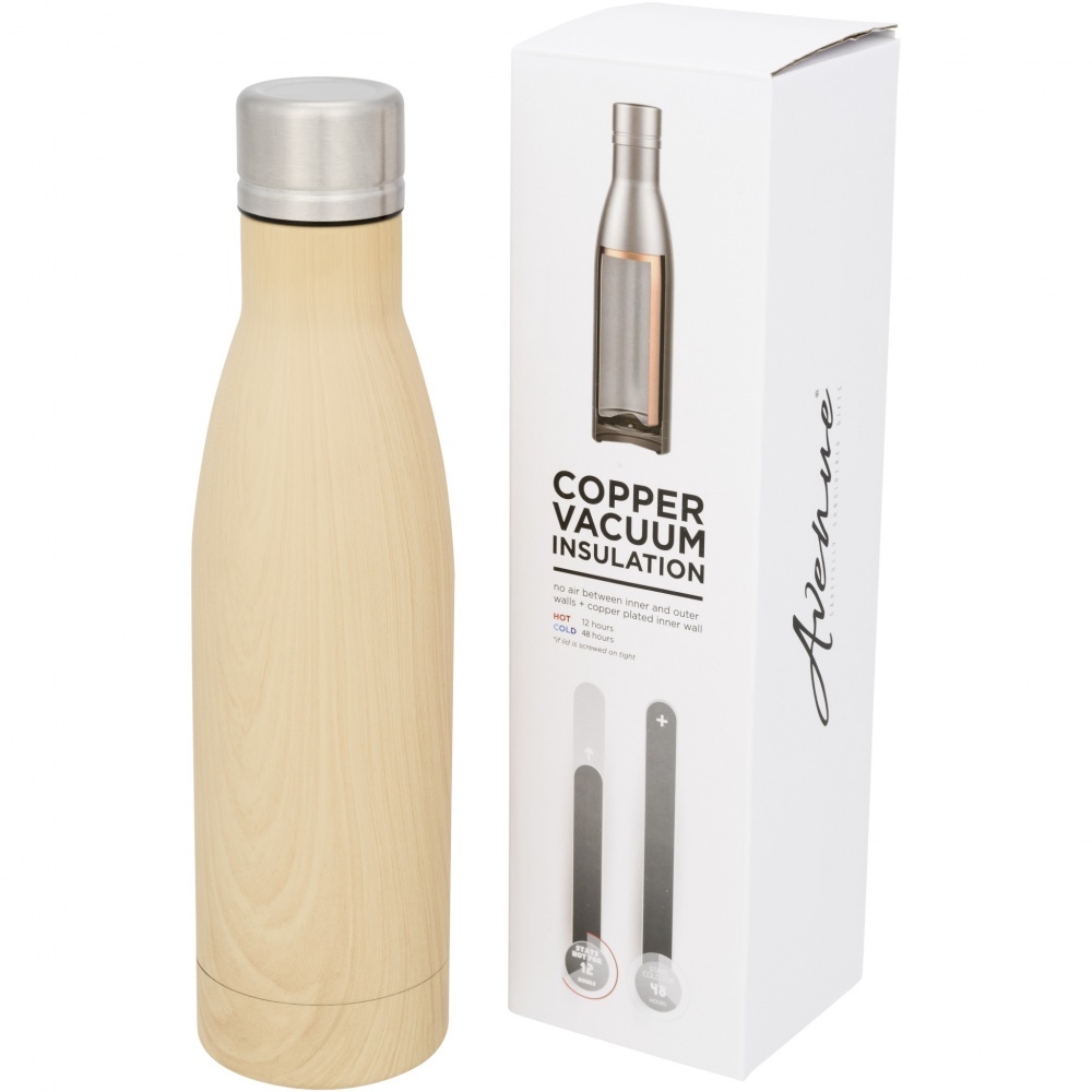 Logotrade promotional giveaway picture of: Vasa 500 ml wood-look copper vacuum insulated bottle