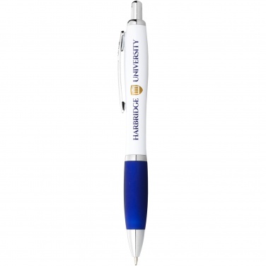 Logo trade promotional gift photo of: Nash ballpoint pen with white barrel and coloured grip