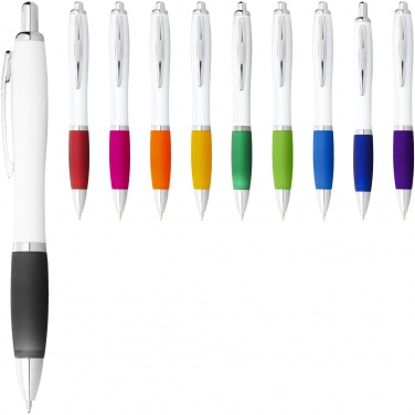 Logo trade advertising product photo of: Nash ballpoint pen with white barrel and coloured grip