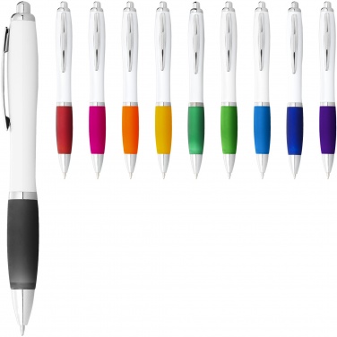 Logotrade promotional product image of: Nash ballpoint pen white barrel and coloured grip