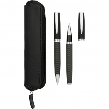 Logotrade promotional giveaway image of: Carbon duo pen gift set with pouch