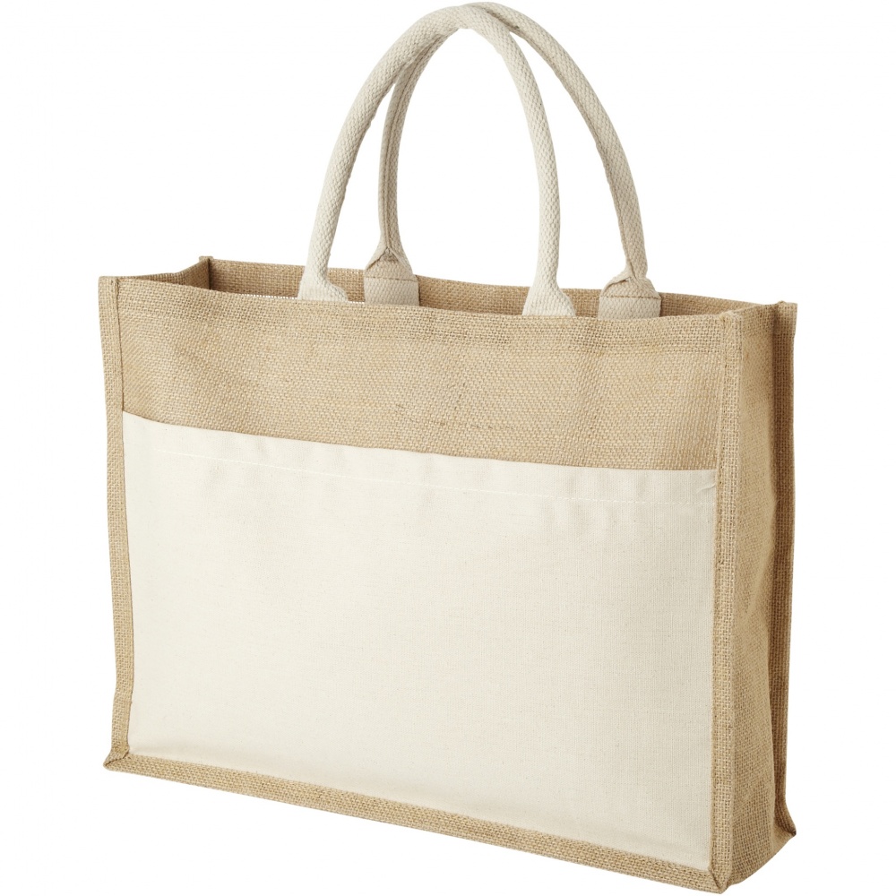 Logotrade promotional items photo of: Mumbay cotton pocket jute tote bag 18L