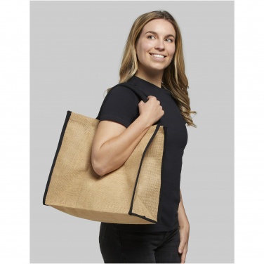 Logo trade corporate gift photo of: Harry coloured edge jute tote bag 25L