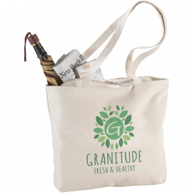 Logo trade corporate gift photo of: Ningbo 320 g/m² zippered cotton tote bag 15L