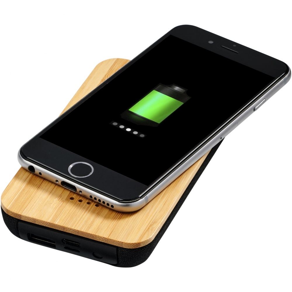Logo trade corporate gift photo of: Future 6000 mAh bamboo/fabric wireless power bank
