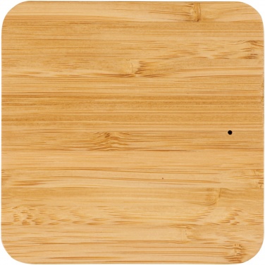 Logo trade business gifts image of: Leaf 5W bamboo and fabric wireless charging pad