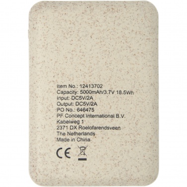 Logo trade promotional products image of: Asama 5000 mAh wheat straw power bank