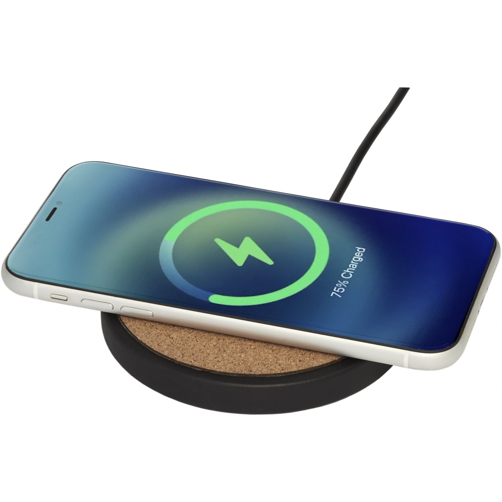 Logo trade promotional gift photo of: Kivi 10W limestone/cork wireless charging pad