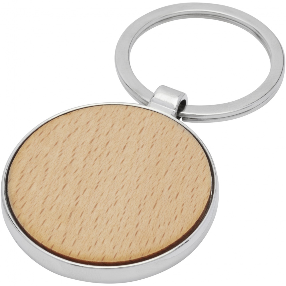 Logo trade promotional gift photo of: Moreno beech wood round keychain