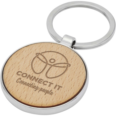 Logo trade advertising product photo of: Moreno beech wood round keychain