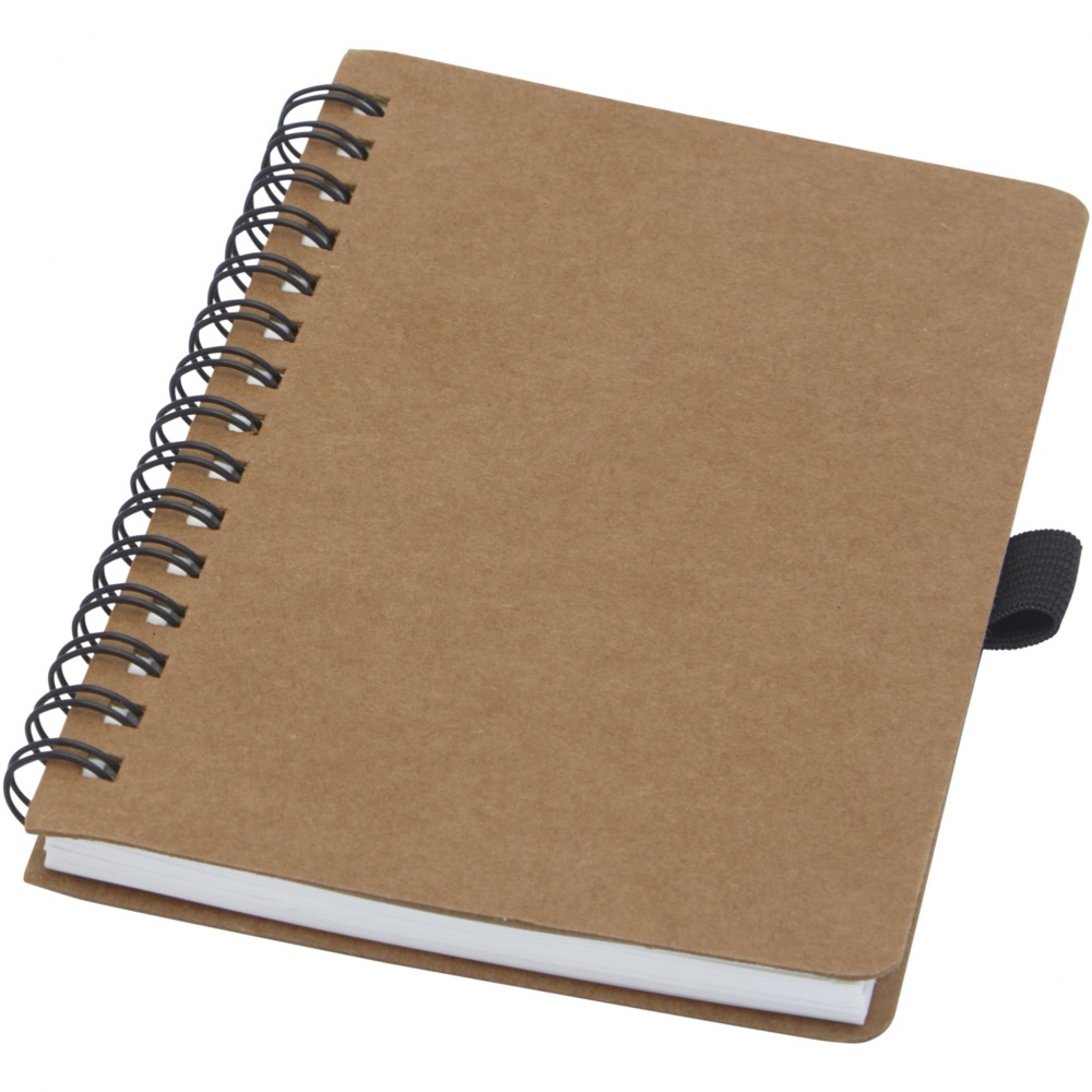 Logo trade advertising product photo of: Cobble A6 wire-o recycled cardboard notebook with stone paper