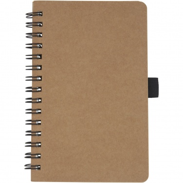 Logo trade business gifts image of: Cobble A6 wire-o recycled cardboard notebook with stone paper