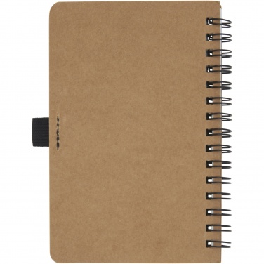 Logo trade promotional merchandise photo of: Cobble A6 wire-o recycled cardboard notebook with stone paper