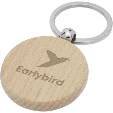 Logo trade promotional giveaways image of: Giovanni beech wood round keychain