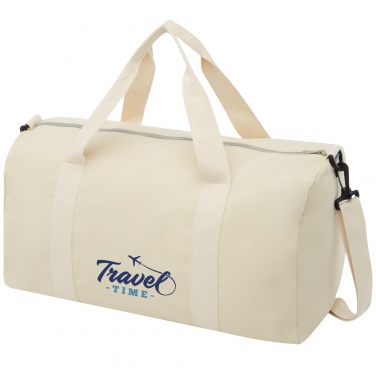 Logo trade promotional merchandise image of: Pheebs 450 g/m² recycled cotton and polyester duffel bag 24L