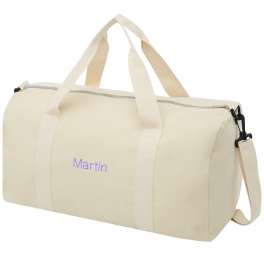 Logo trade promotional gift photo of: Pheebs 450 g/m² recycled cotton and polyester duffel bag 24L