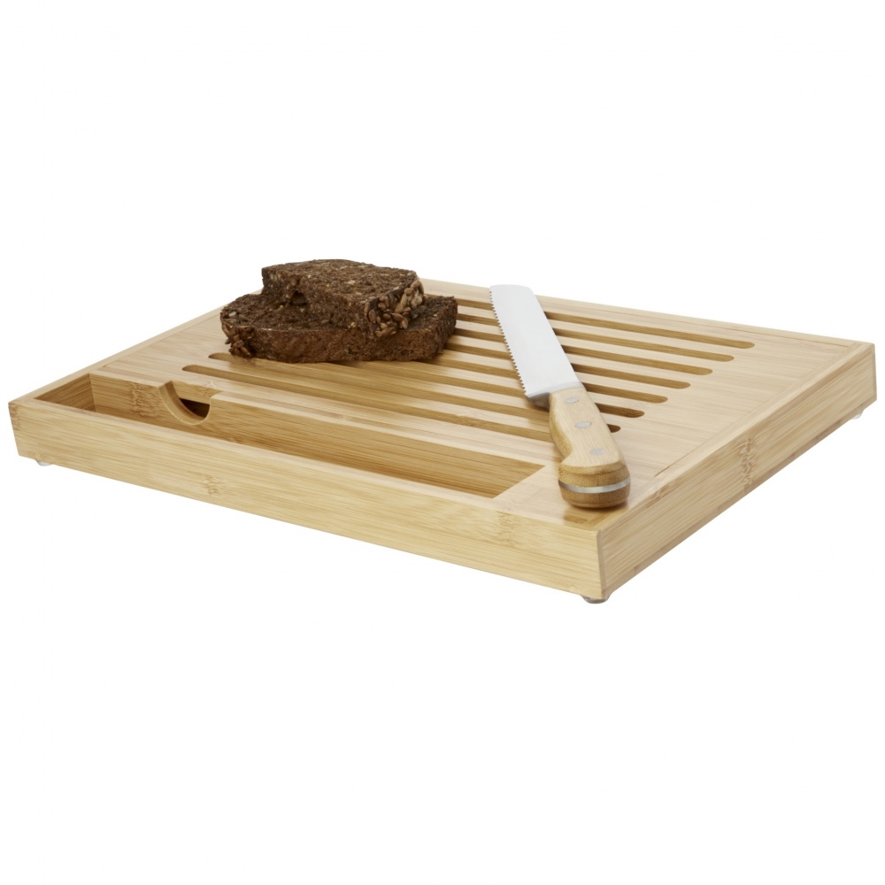 Logotrade promotional giveaway image of: Pao bamboo cutting board with knife