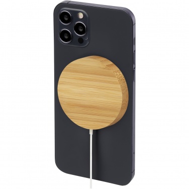 Logo trade corporate gift photo of: Atra 10W bamboo magnetic wireless charging pad