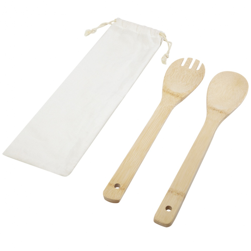 Logo trade business gift photo of: Endiv bamboo salad spoon and fork