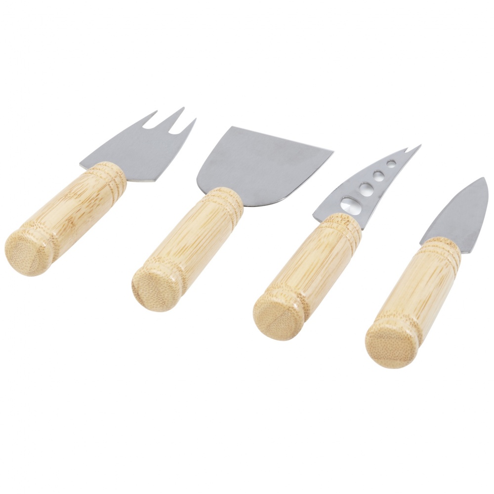 Logo trade advertising product photo of: Cheds 4-piece bamboo cheese set