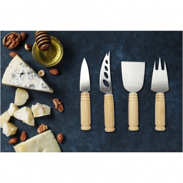 Logo trade promotional gifts picture of: Cheds 4-piece bamboo cheese set