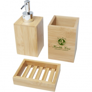 Logo trade promotional merchandise photo of: Hedon 3-piece bamboo bathroom set