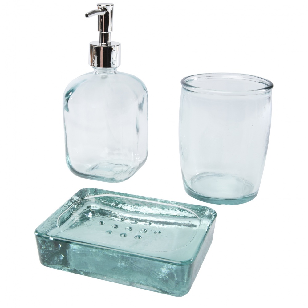 Logotrade corporate gift picture of: Jabony 3-piece recycled glass bathroom set