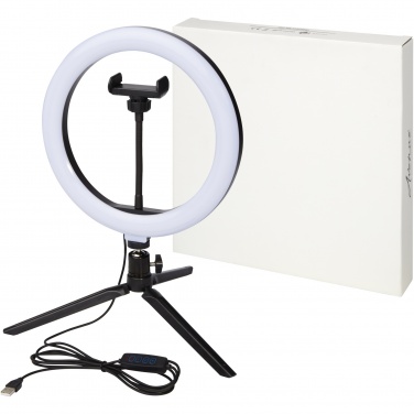 Logo trade promotional items image of: Studio ring light for selfies and vlogging with phone holder and tripod