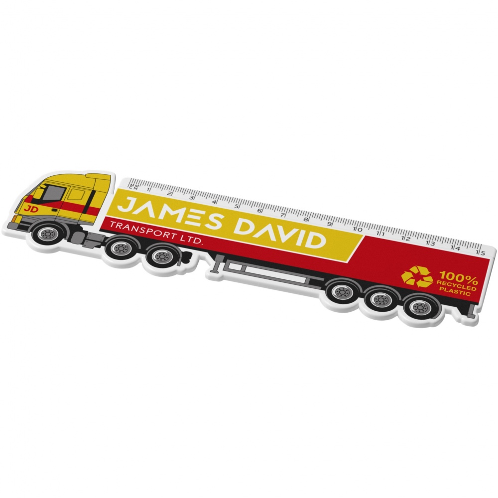 Logo trade business gifts image of: Tait 15 cm lorry-shaped recycled plastic ruler