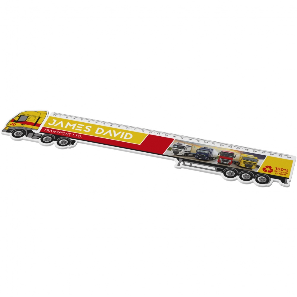 Logo trade corporate gift photo of: Tait 30cm lorry-shaped recycled plastic ruler