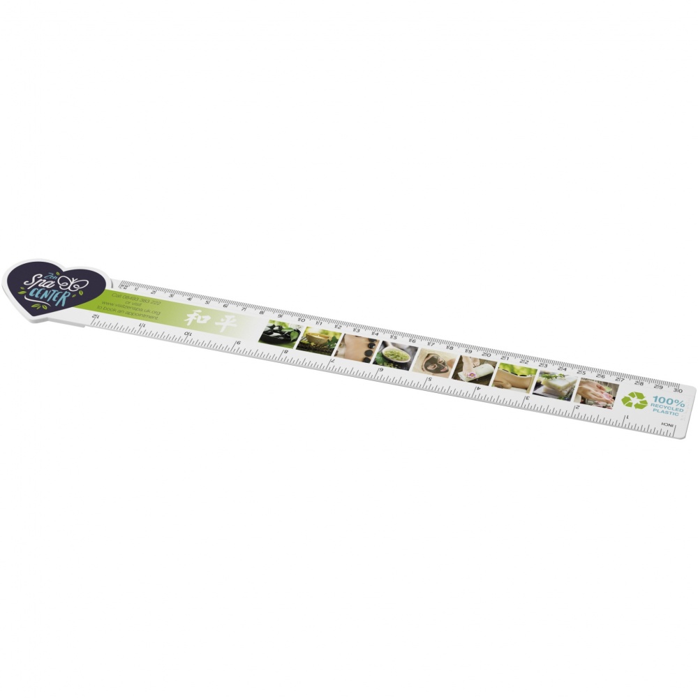 Logo trade corporate gift photo of: Tait 30cm heart-shaped recycled plastic ruler