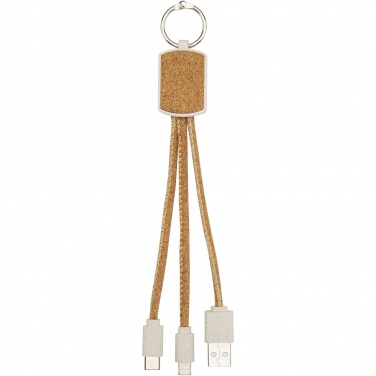 Logo trade corporate gift photo of: Bates wheat straw and cork 3-in-1 charging cable