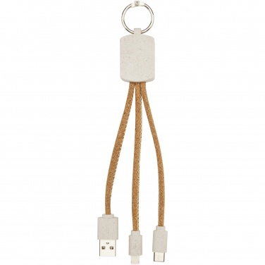 Logo trade promotional giveaways image of: Bates wheat straw and cork 3-in-1 charging cable