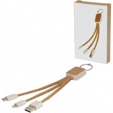 Logo trade promotional products picture of: Bates wheat straw and cork 3-in-1 charging cable