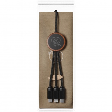 Logotrade promotional merchandise image of: SCX.design C36 3-in-1 rPET light-up logo extended charging cable with round bamboo casing