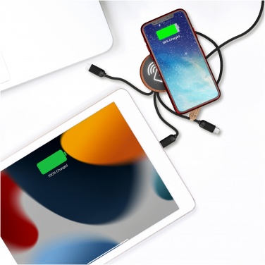 Logo trade promotional merchandise photo of: SCX.design C40 5-in-1 rPET light-up logo charging cable and 10W charging pad
