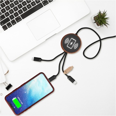 Logotrade promotional gift image of: SCX.design C40 5-in-1 rPET light-up logo charging cable and 10W charging pad