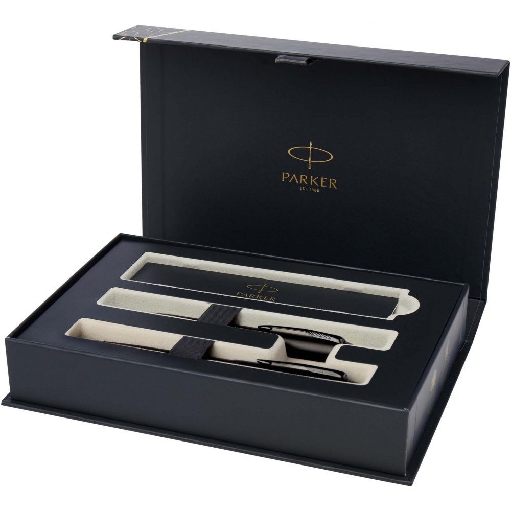 Logo trade promotional merchandise photo of: Parker IM achromatic ballpoint and rollerball pen set with gift box