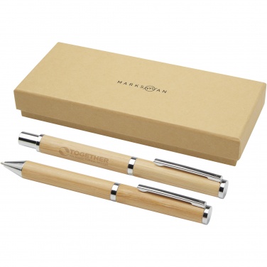 Logotrade advertising product image of: Apolys bamboo ballpoint and rollerball pen gift set 