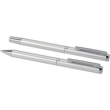 Logo trade promotional giveaways image of: Lucetto recycled aluminium ballpoint and rollerball pen gift set