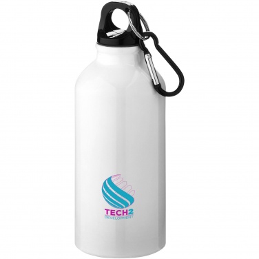 Logo trade business gifts image of: Oregon 400 ml RCS certified recycled aluminium water bottle with carabiner