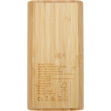 Logo trade promotional giveaways picture of: Tulda 20.000 mAh bamboo power bank