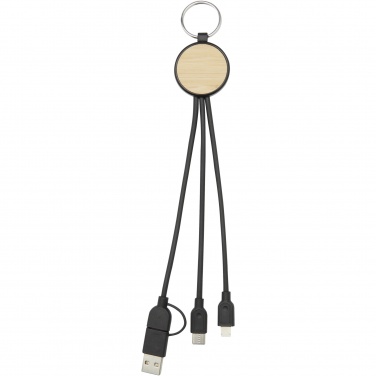 Logotrade promotional merchandise photo of: Tecta 6-in-1 recycled plastic/bamboo charging cable with keyring
