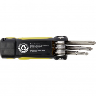 Logotrade promotional item picture of: Octo 8-in-1 RCS recycled plastic screwdriver set with torch