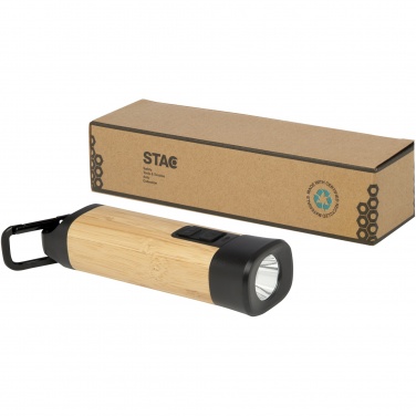 Logo trade promotional merchandise image of: Kuma bamboo/RCS recycled plastic torch with carabiner