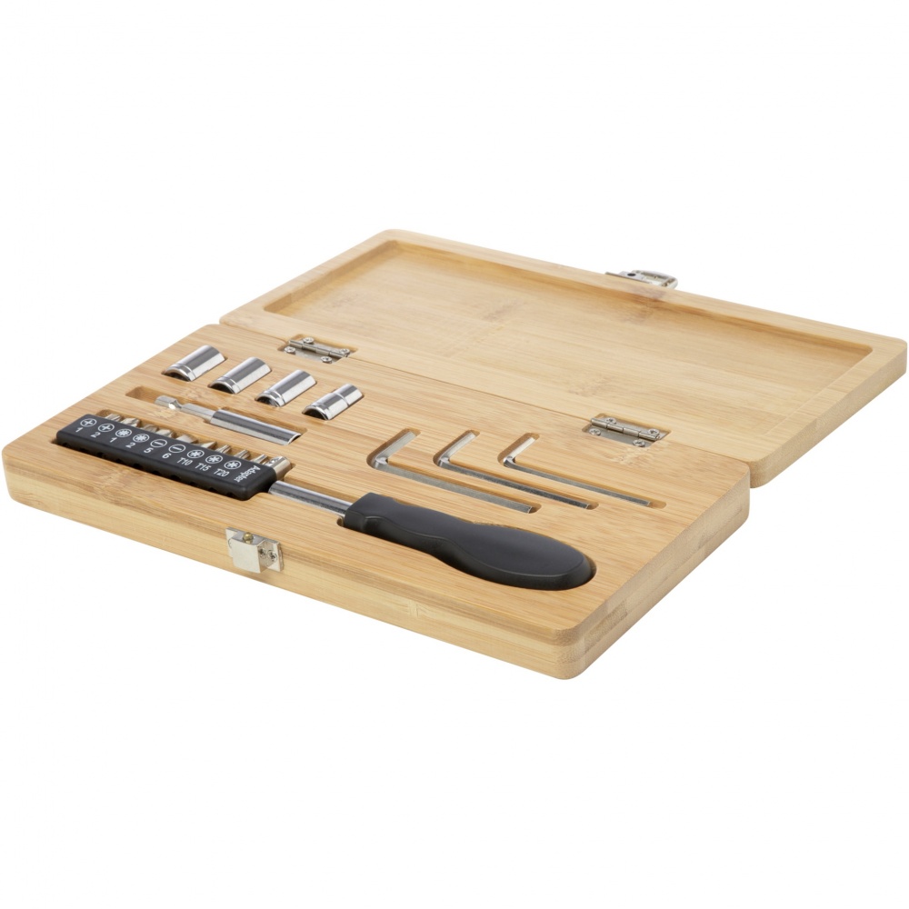 Logo trade corporate gift photo of: Rivet 19-piece bamboo/recycled plastic tool set