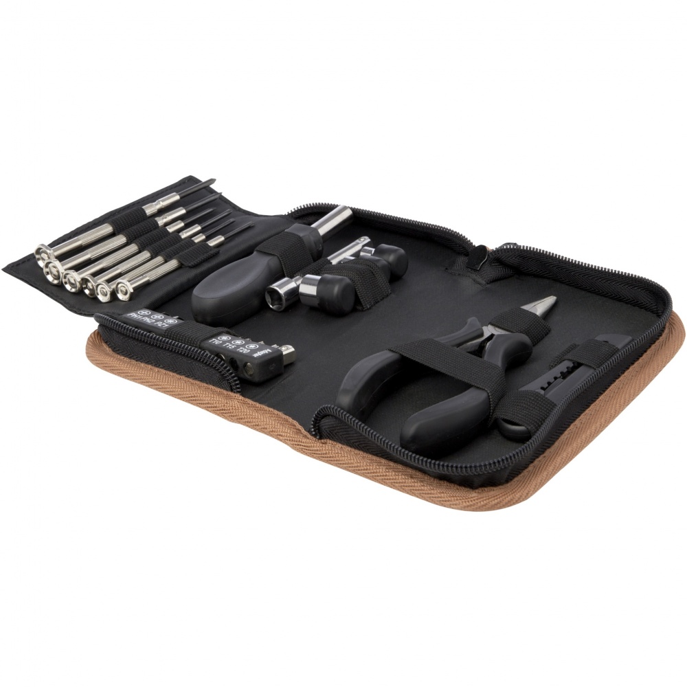 Logotrade promotional merchandise picture of: Spike 24-piece RCS recycled plastic tool set with cork pouch