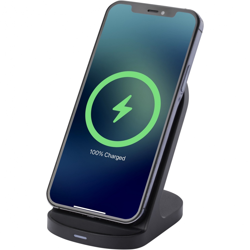 Logotrade corporate gift picture of: Loop 15W dual coil RCS recycled plastic wireless charging stand