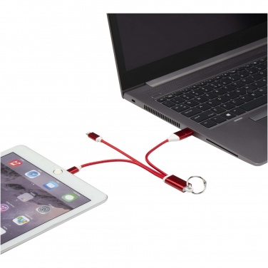 Logotrade business gift image of: Metal 4-in-1 recycled aluminium charging cable with keychain