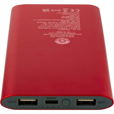 Logotrade promotional giveaway image of: Juice 8000 mAh Type-C recycled aluminium wireless power bank